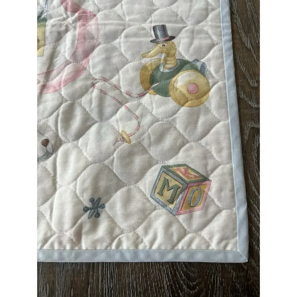 Vintage Baby Quilt or Wall Hanging in Charming Pastel‎ Colors Rabbit